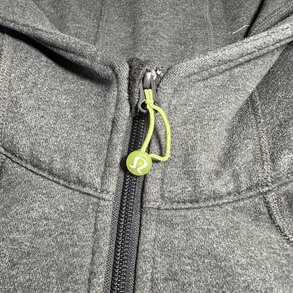 Lululemon Scuba Hoodie Women Size 4 Heathered Gray Sweatshirt Lime Logo - Picture 3 of 11